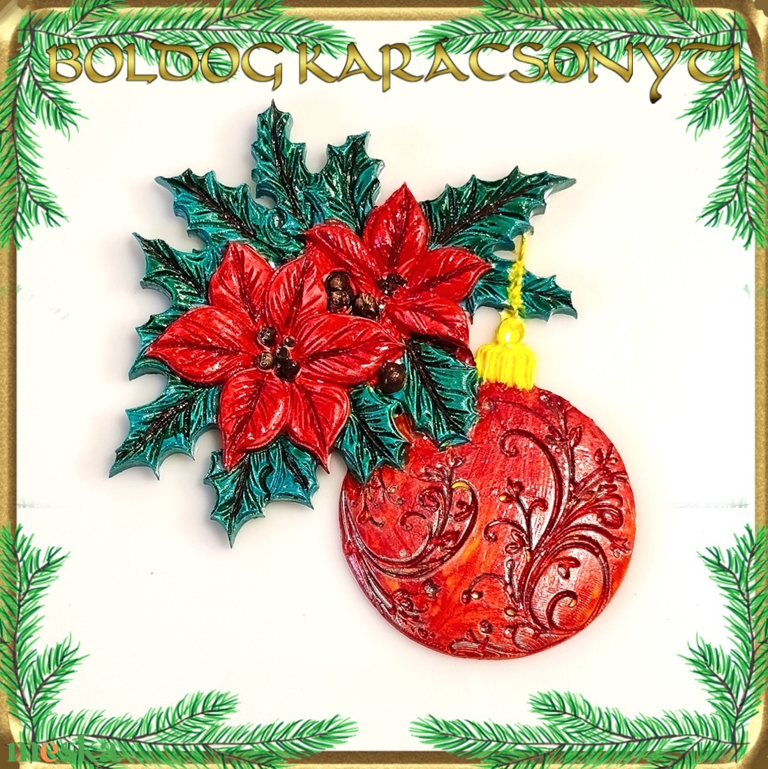 Karácsonyi hűtőmágnes S-KA26-09 több szinben - otthon & életmód - dekoráció - dísztárgy - Meska.hu