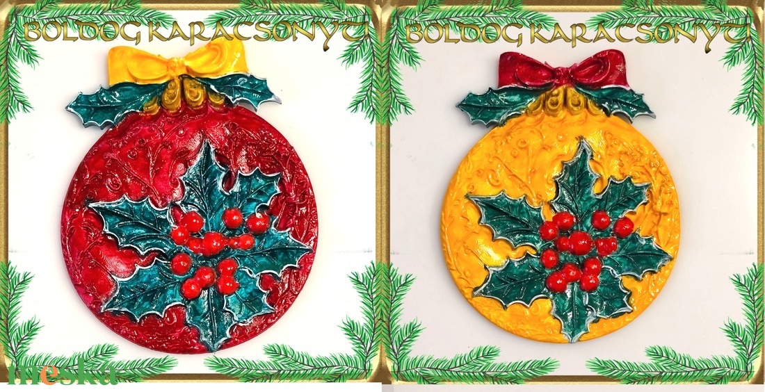 Karácsonyi hűtőmágnes S-KA26-10 több szinben - otthon & életmód - konyhafelszerelés, tálalás - konyhai dekoráció - hűtőmágnes - Meska.hu