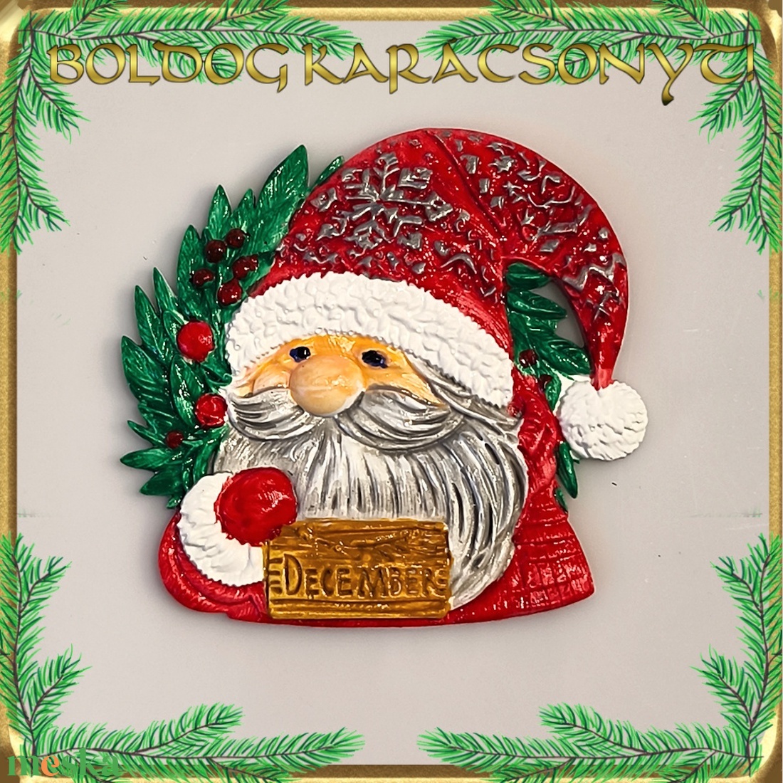Karácsonyi hűtőmágnes S-KA26-13 - otthon & életmód - dekoráció - dísztárgy - Meska.hu