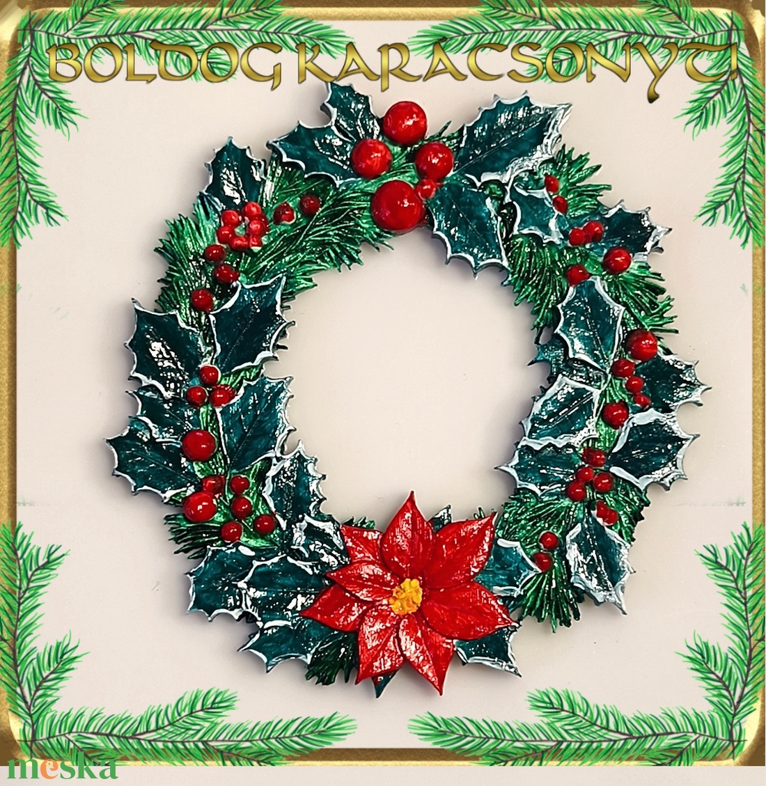 Karácsonyi hűtőmágnes S-KA26-17 - otthon & életmód - dekoráció - dísztárgy - Meska.hu