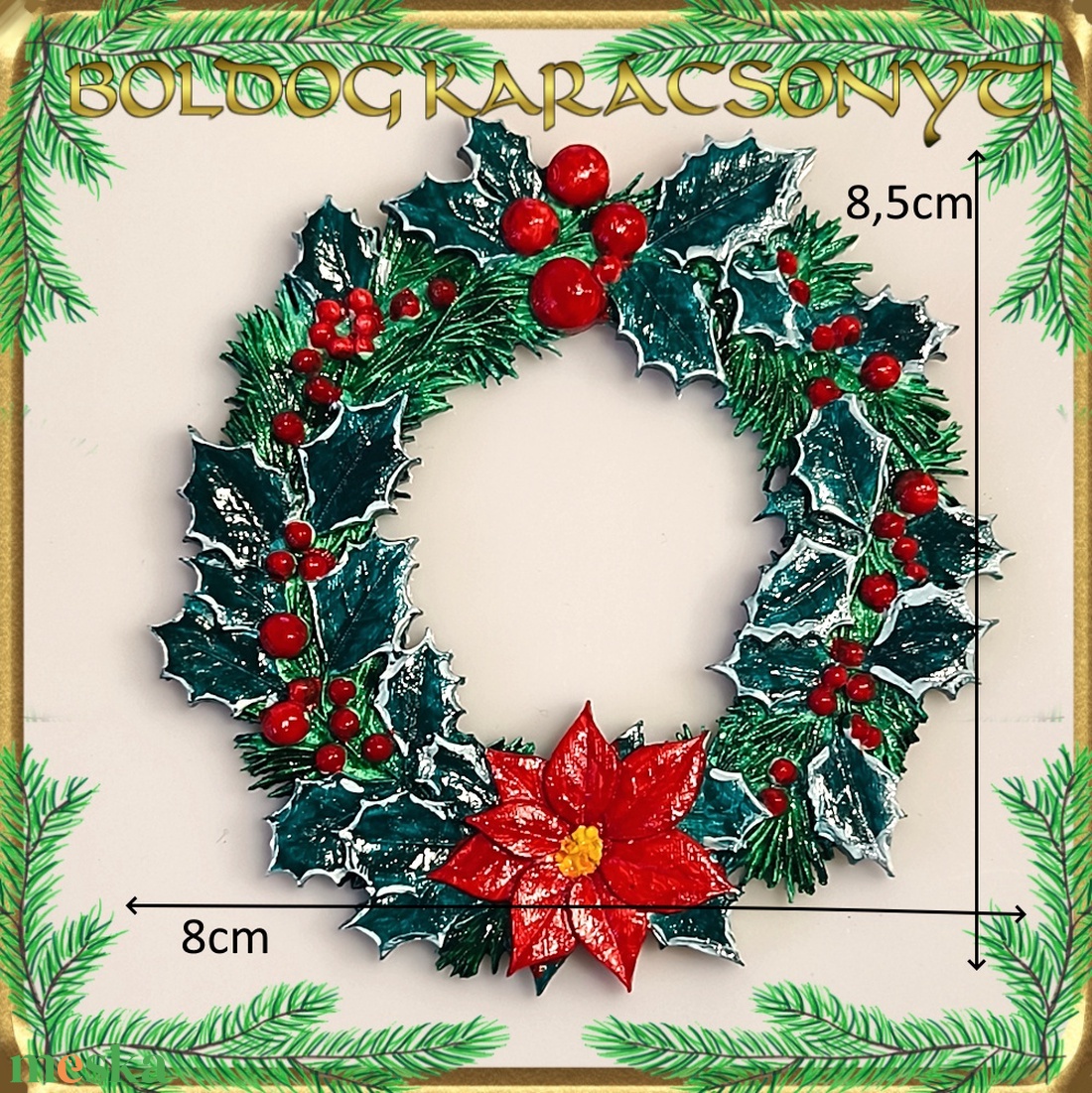 Karácsonyi hűtőmágnes S-KA26-17 - otthon & életmód - dekoráció - dísztárgy - Meska.hu