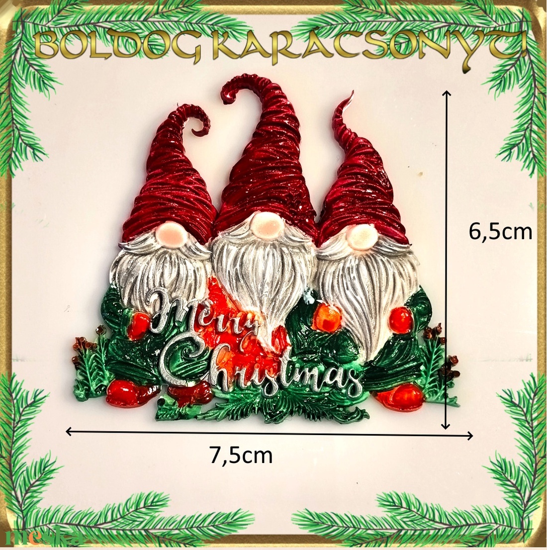 Karácsonyi hűtőmágnes S-KA26-18 - otthon & életmód - dekoráció - dísztárgy - Meska.hu