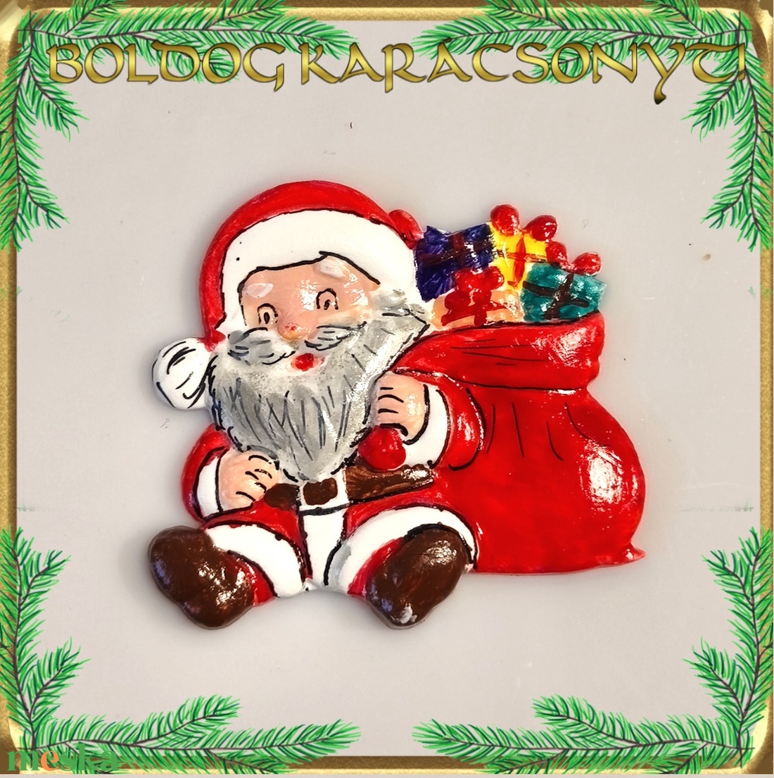 Karácsonyi hűtőmágnes S-KA26-01 - otthon & életmód - dekoráció - dísztárgy - Meska.hu