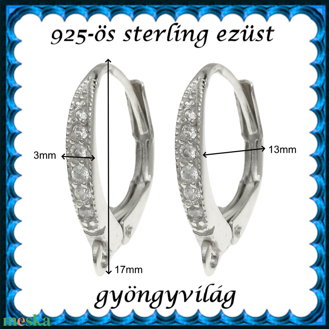 925-ös sterling ezüst ékszerkellék: fülbevalóalap biztonsági kapoccsal EFK K 25R - kellékek & szerszámok - ékszerkellék - fülbevaló alap - Meska.hu