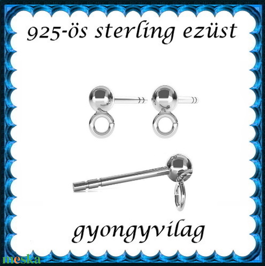 925-ös sterling ezüst ékszerkellék: fülbevaló kapocs, bedugós EFK B 01-2-3 - kellékek & szerszámok - ékszerkellék - fülbevaló kapocs - Meska.hu