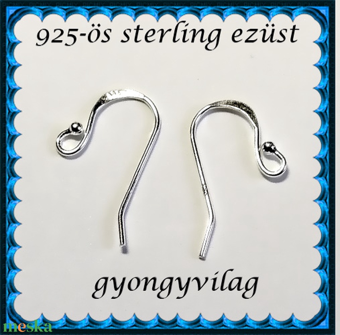  925-ös sterling ezüst ékszerkellék: fülbevalóalap akasztós EFK A 01-3 - kellékek & szerszámok - gyöngyfűzés kellékek - egyéb alkatrész - Meska.hu