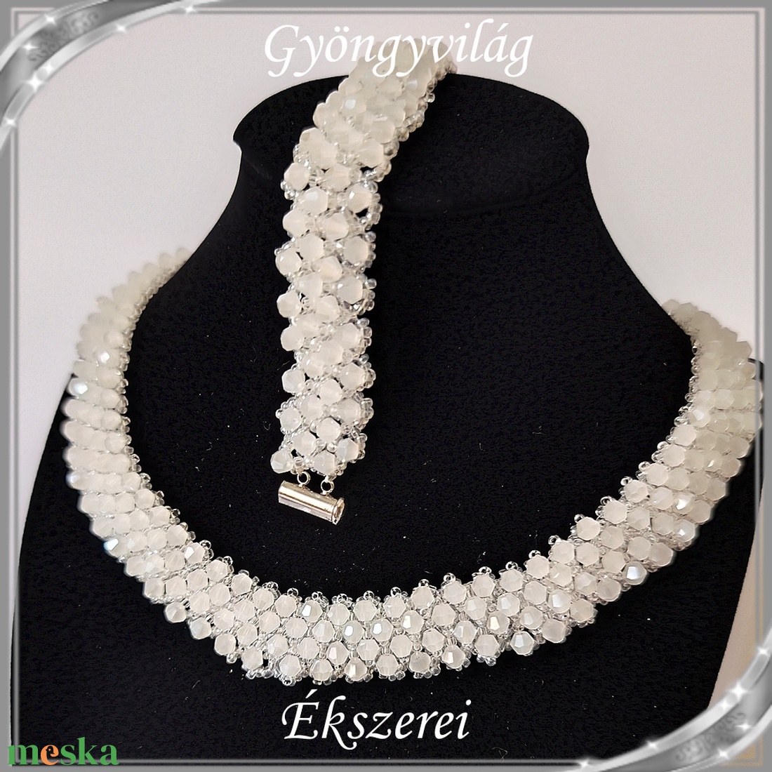 Ékszerek-szettek: Esküvői, menyasszonyi, alkalmi ékszer szett,  SSZEB-GY07-01 bi  white opal - esküvő - ékszer - ékszerszett - Meska.hu