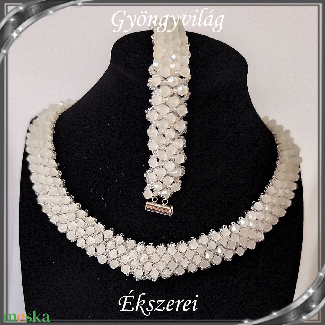 Ékszerek-szettek: Esküvői, menyasszonyi, alkalmi ékszer szett,  SSZEB-GY07-01 bi  white opal - esküvő - ékszer - ékszerszett - Meska.hu