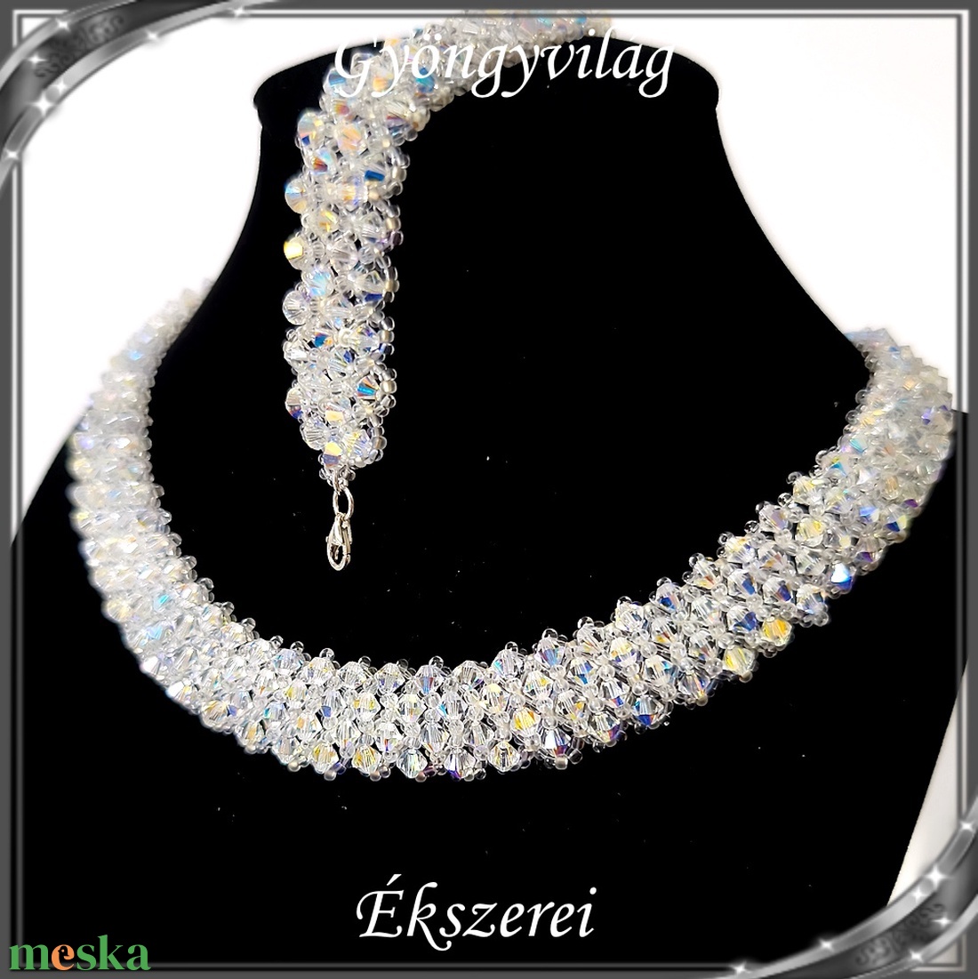 Ékszerek-szettek: Swarovski-ezüst, esküvői, alkalmi ékszer szett,  SSZEB-GY07-03 sw  crystal ab - esküvő - ékszer - ékszerszett - Meska.hu