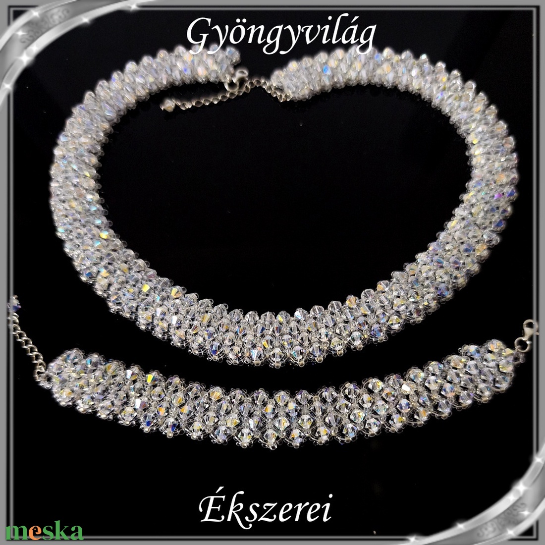 Ékszerek-szettek: Swarovski-ezüst, esküvői, alkalmi ékszer szett,  SSZEB-GY07-03 sw  crystal ab - esküvő - ékszer - ékszerszett - Meska.hu