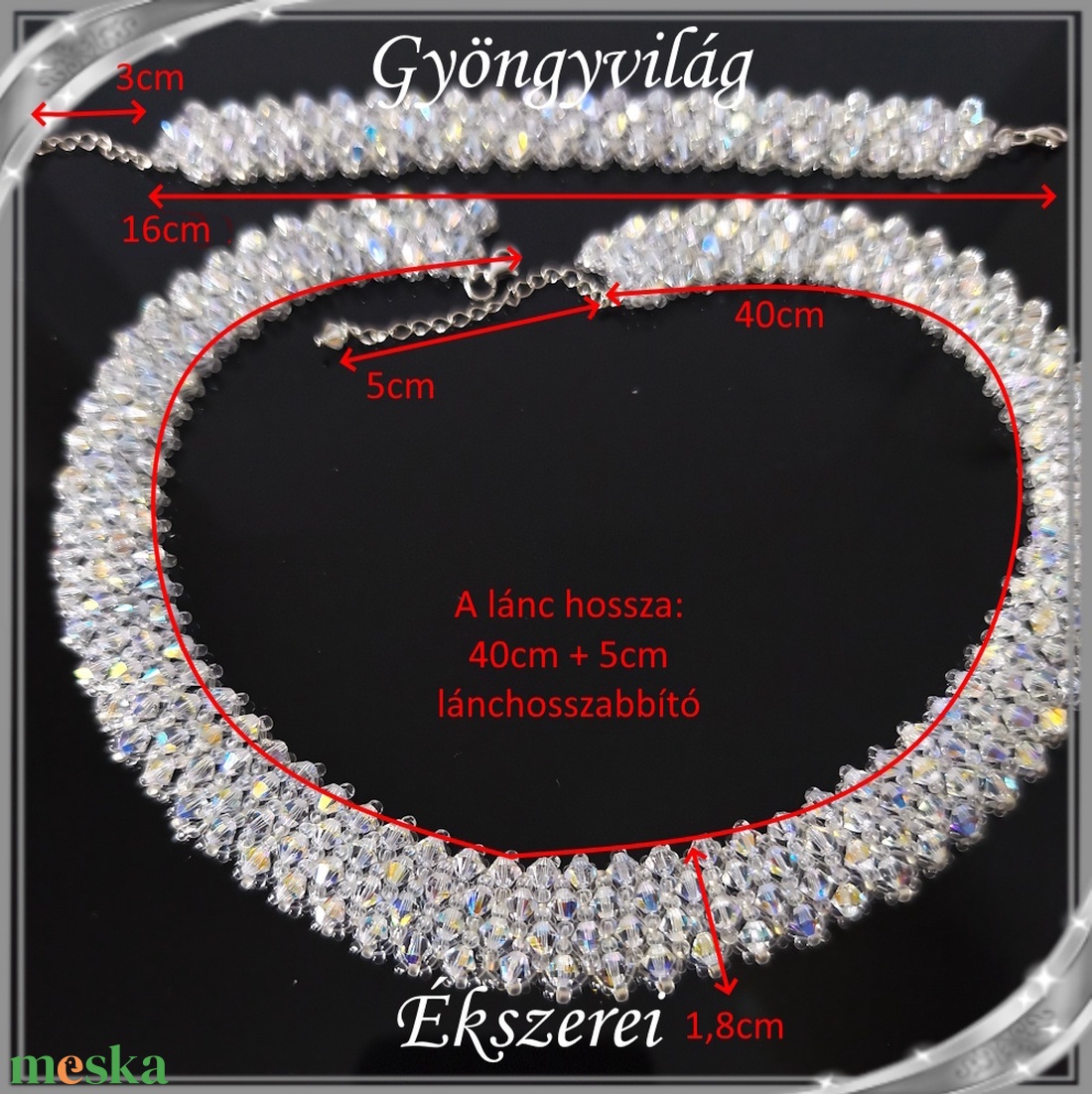 Ékszerek-szettek: Swarovski-ezüst, esküvői, alkalmi ékszer szett,  SSZEB-GY07-03 sw  crystal ab - esküvő - ékszer - ékszerszett - Meska.hu