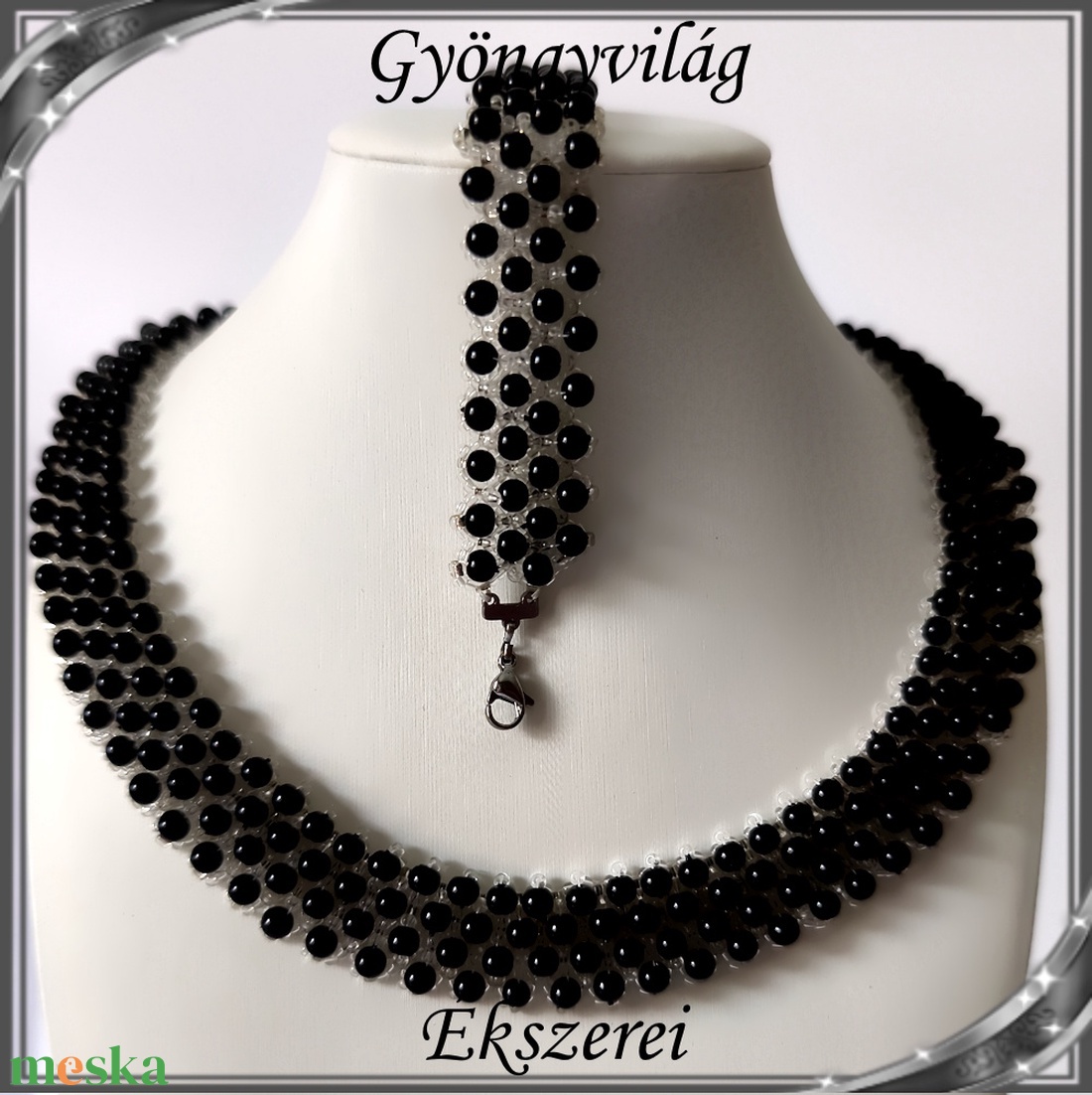 Ékszerek-szettek: Esküvői, menyasszonyi, alkalmi ékszer szett,  SSZEB-GY07-02 üt  fekete - esküvő - ékszer - ékszerszett - Meska.hu