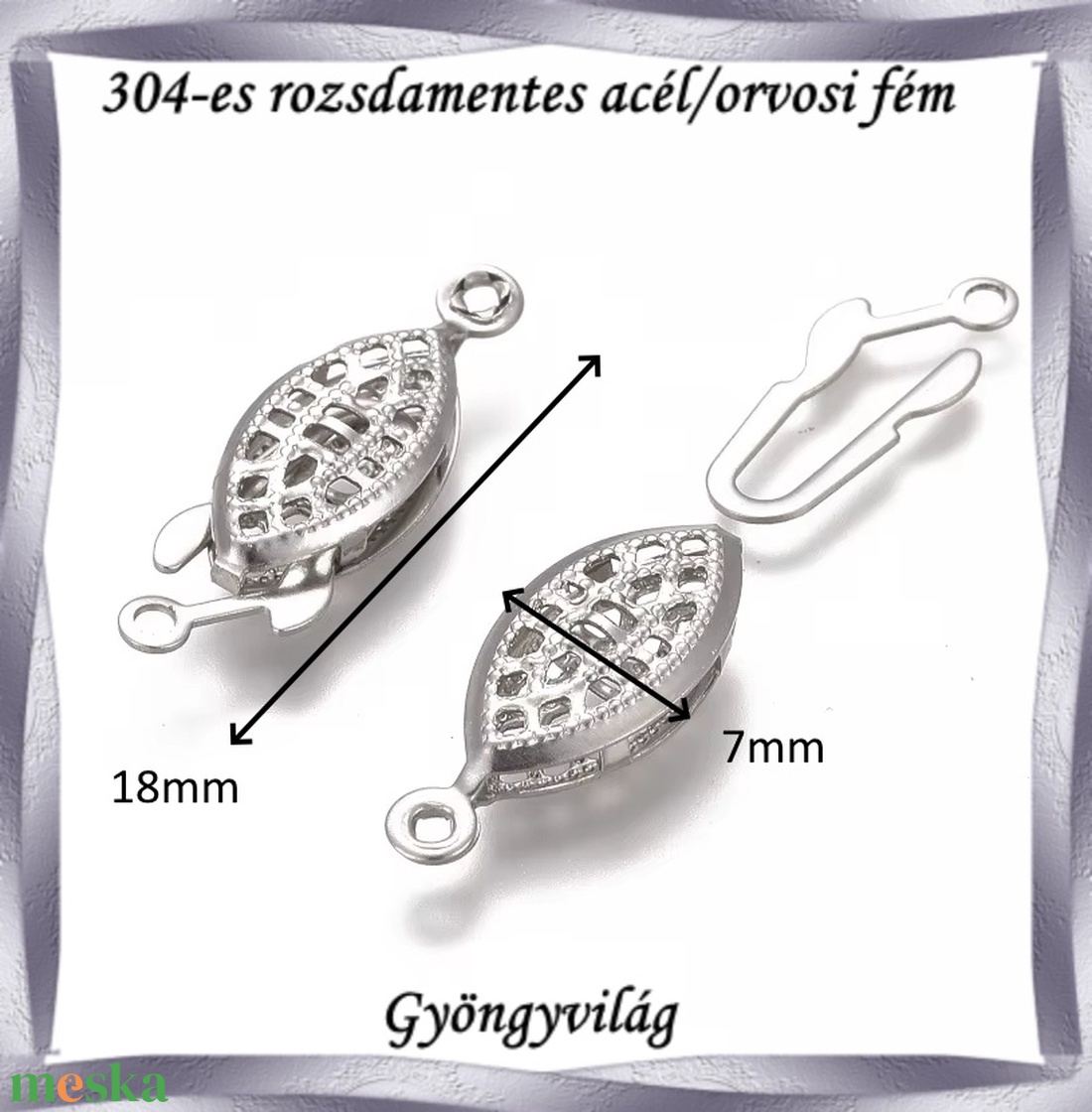 304 Nemes acél ékszerkellék: lánckapocs NALK 10 2db/ csomag - kellékek & szerszámok - gyöngyfűzés kellékek - egyéb alkatrész - Meska.hu