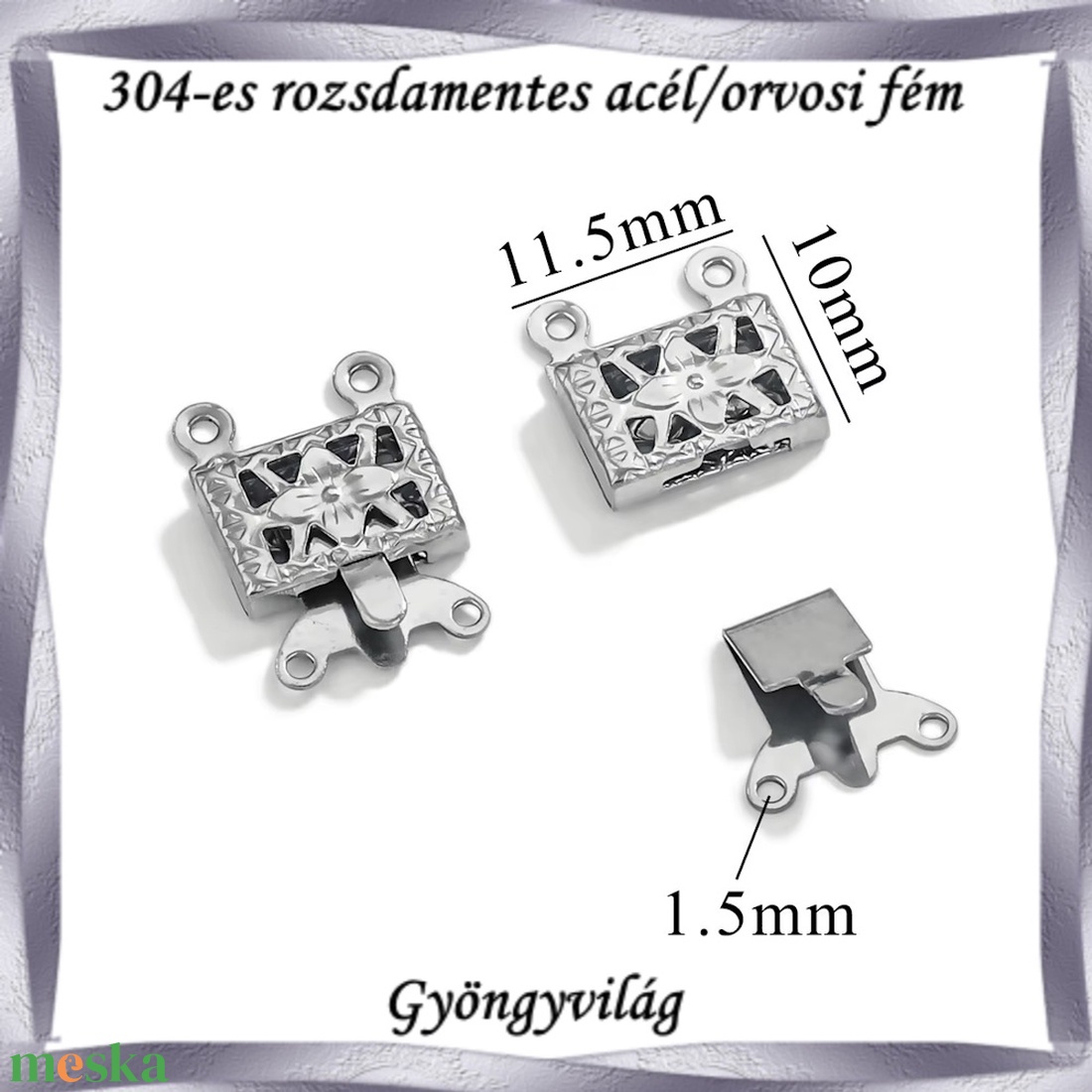 304 Nemes acél ékszerkellék: lánckapocs NALK 11 2db/ csomag - kellékek & szerszámok - gyöngyfűzés kellékek - egyéb alkatrész - Meska.hu