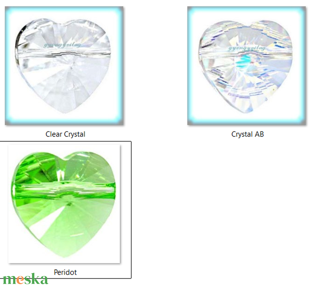 Swarovski szív keresztben fúrt 8mm-es több színben 2db /csomag - kellékek & szerszámok - gyöngyfűzés kellékek - swarovski kristályok - Meska.hu