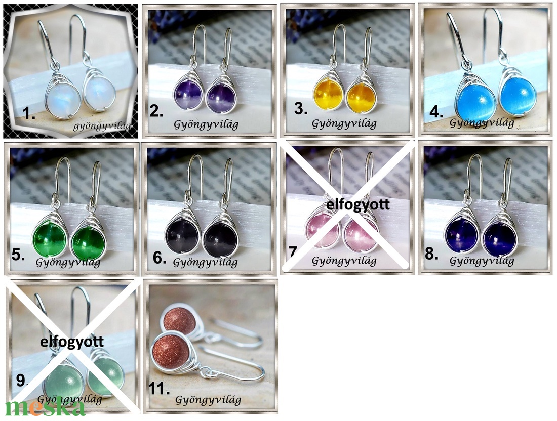 Ékszerek-fülbevalók: alkalmi ásvány gyöngy fülbevaló több szinben EBF-ÁS32 - ékszer - fülbevaló - lógó csepp fülbevaló - Meska.hu