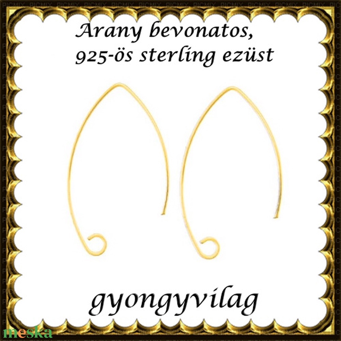  925-ös sterling ezüst ékszerkellék: fülbevalóalap akasztós EFK A 50-1g - kellékek & szerszámok - gyöngyfűzés kellékek - egyéb alkatrész - Meska.hu