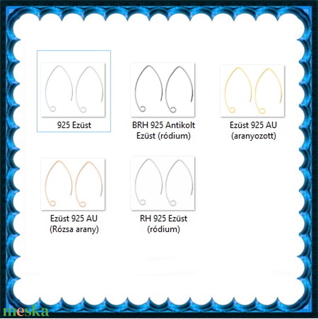  925-ös sterling ezüst ékszerkellék: fülbevalóalap akasztós EFK A 50-1g - kellékek & szerszámok - gyöngyfűzés kellékek - egyéb alkatrész - Meska.hu