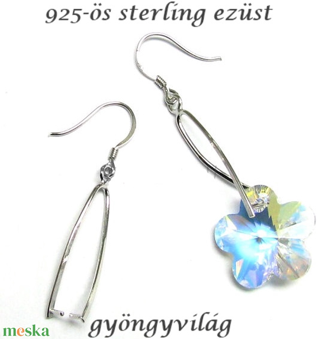  925-ös sterling ezüst ékszerkellék: fülbevalóalap akasztós EFK A 55 - kellékek & szerszámok - ékszerkellék - fülbevaló alap - Meska.hu