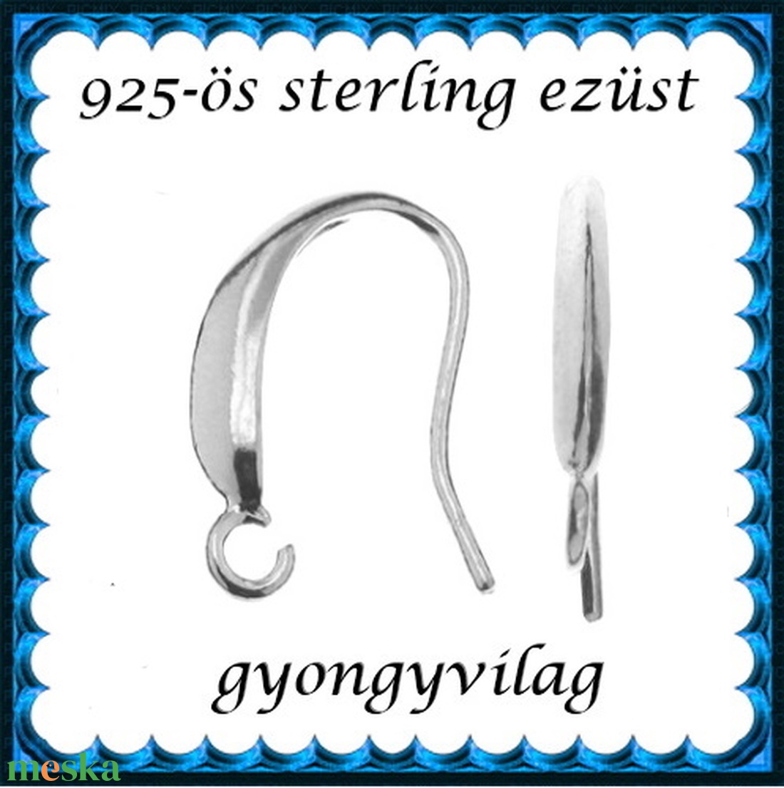  925-ös sterling ezüst ékszerkellék: fülbevalóalap akasztós EFK A 73-2 - kellékek & szerszámok - ékszerkellék - fülbevaló alap - Meska.hu
