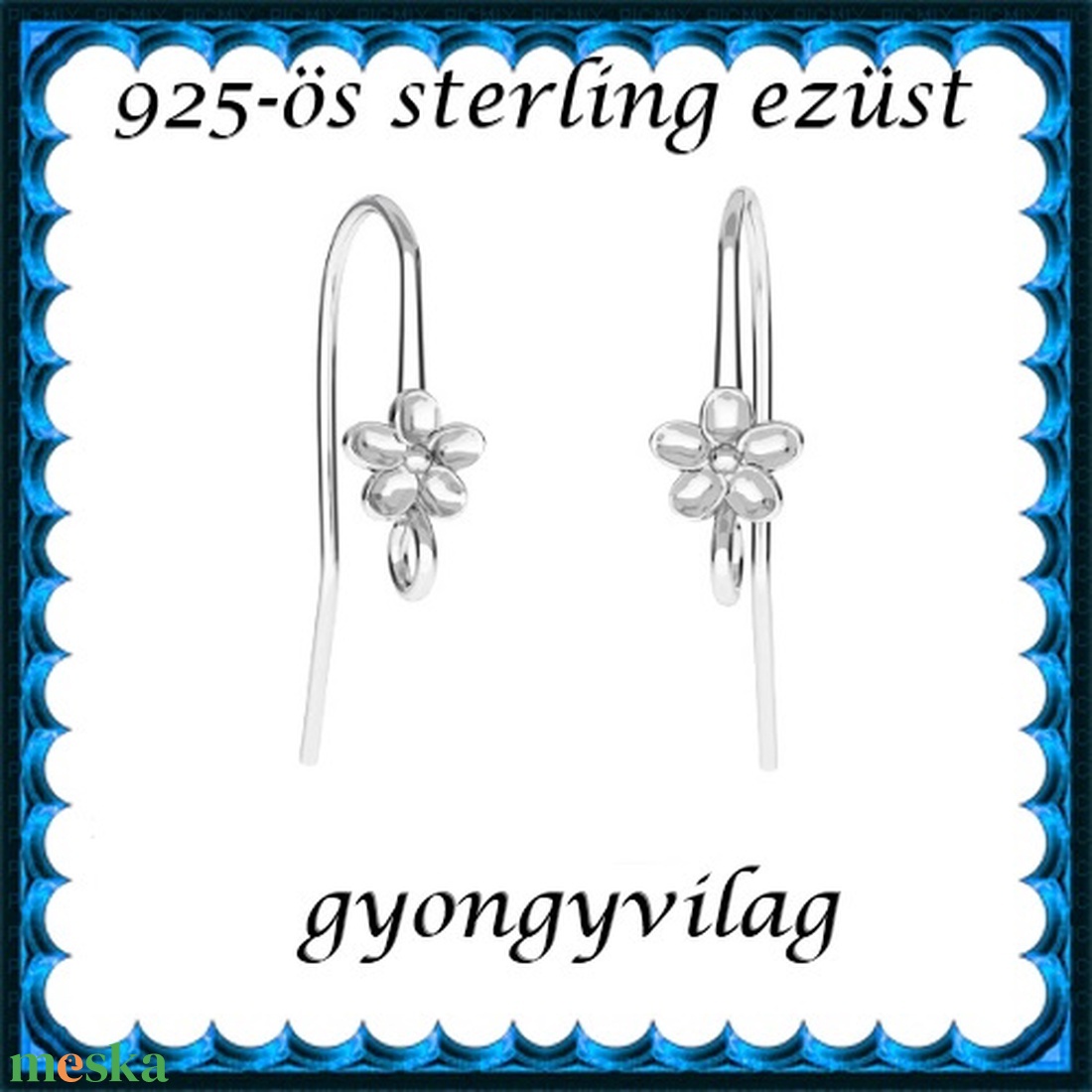  925-ös sterling ezüst ékszerkellék: fülbevalóalap akasztós EFK A 73-2 - kellékek & szerszámok - ékszerkellék - fülbevaló alap - Meska.hu