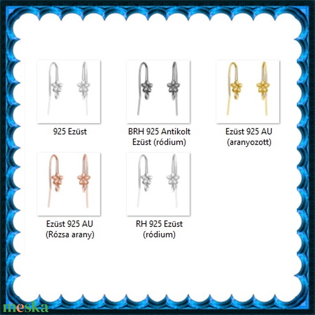  925-ös sterling ezüst ékszerkellék: fülbevalóalap akasztós EFK A 73-2 - kellékek & szerszámok - ékszerkellék - fülbevaló alap - Meska.hu