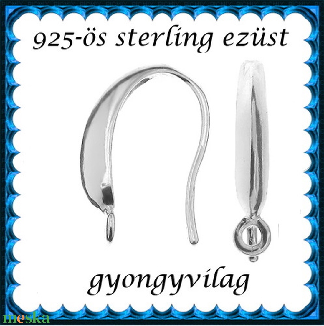  925-ös sterling ezüst ékszerkellék: fülbevalóalap akasztós EFK A 93-2 - kellékek & szerszámok - ékszerkellék - fülbevaló alap - Meska.hu