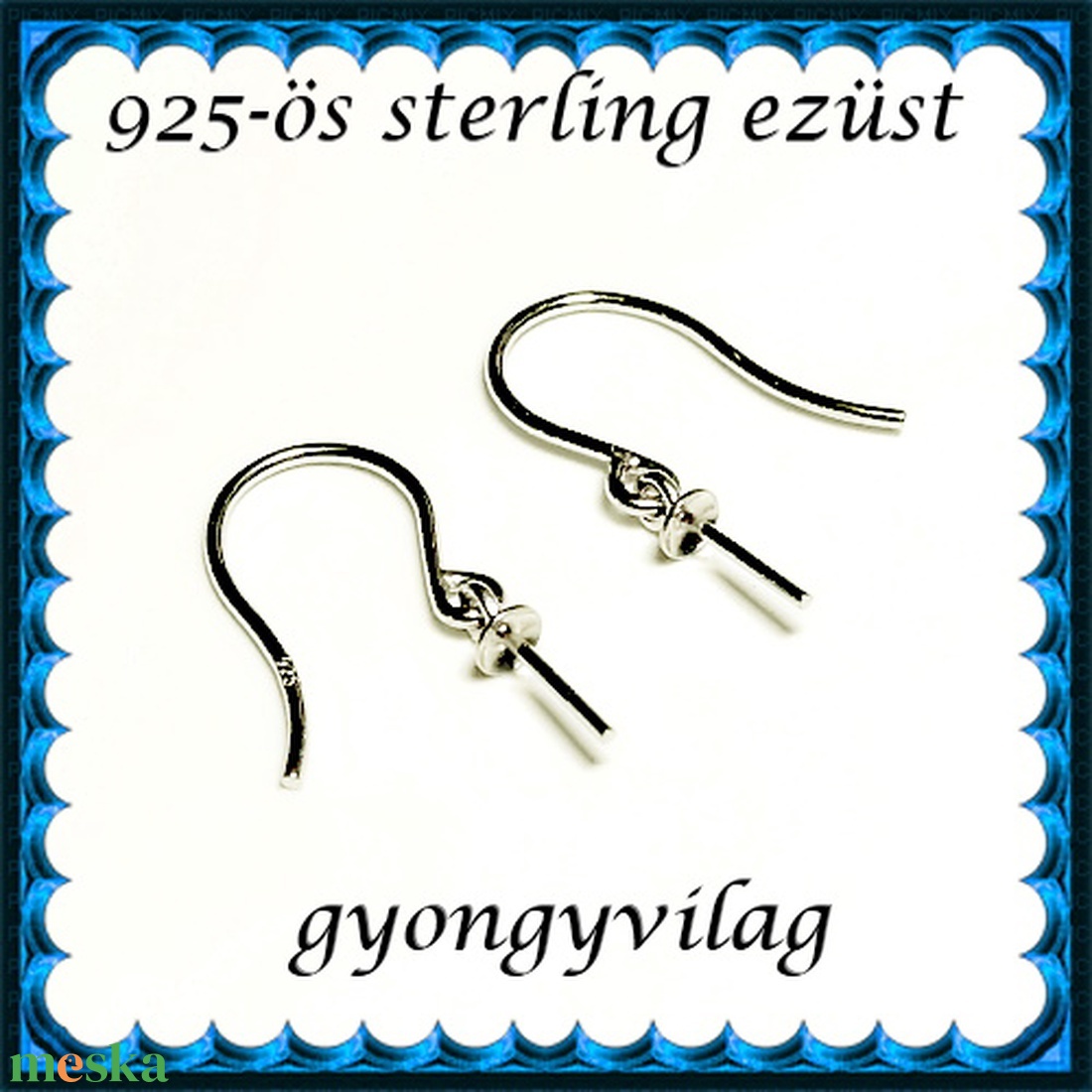  925-ös sterling ezüst ékszerkellék: fülbevalóalap akasztós EFK A 95 - kellékek & szerszámok - ékszerkellék - fülbevaló alap - Meska.hu