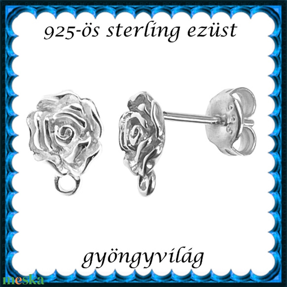 925-ös sterling ezüst ékszerkellék: fülbevalóalap bedugós EFK B 03 - kellékek & szerszámok - gyöngyfűzés kellékek - egyéb alkatrész - Meska.hu
