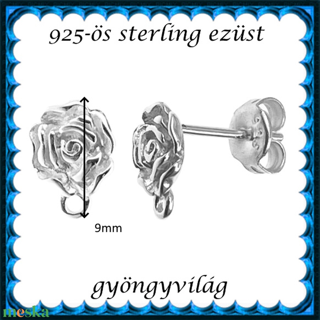 925-ös sterling ezüst ékszerkellék: fülbevalóalap bedugós EFK B 03 - kellékek & szerszámok - gyöngyfűzés kellékek - egyéb alkatrész - Meska.hu