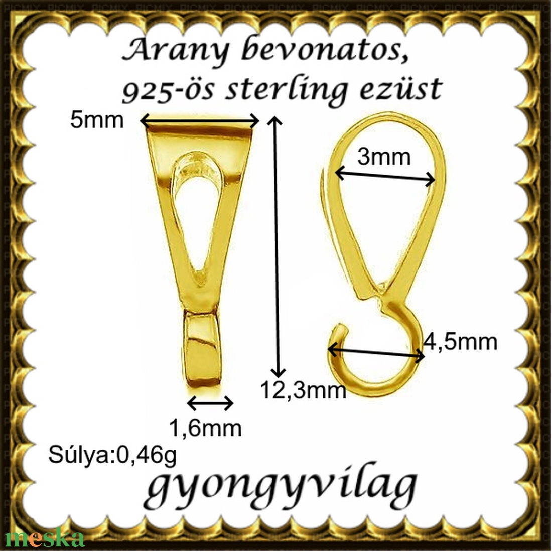 925-ös sterling ezüst ékszerkellék: medáltartó, medálkapocs EMT 46g - kellékek & szerszámok - ékszerkellék - medáltartó, medálkapocs - Meska.hu