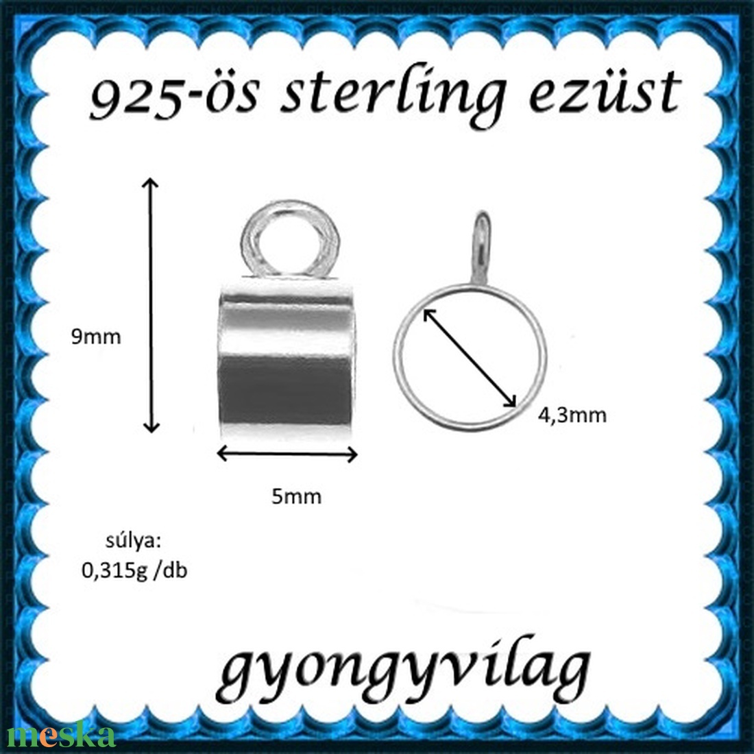 925-ös sterling ezüst ékszerkellék: medáltartó, medálkapocs EMT 37 - kellékek & szerszámok - ékszerkellék - medáltartó, medálkapocs - Meska.hu