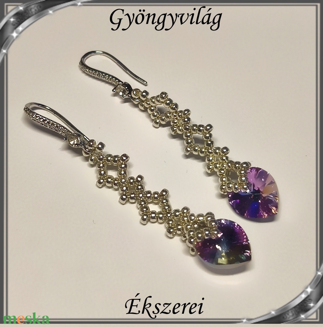 Ékszerek-fülbevalók: Swarovski kristály fülbevaló 10-es szív SF-SW 01-1 lt.vitrail - ékszer - fülbevaló - lógó fülbevaló - Meska.hu