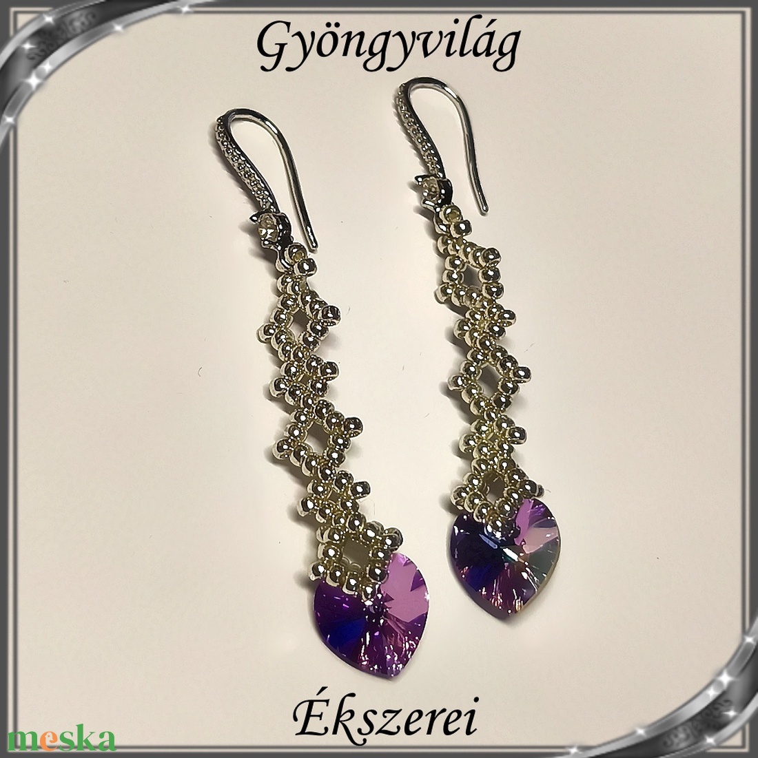 Ékszerek-fülbevalók: Swarovski kristály fülbevaló 10-es szív SF-SW 01-1 lt.vitrail - ékszer - fülbevaló - lógó fülbevaló - Meska.hu