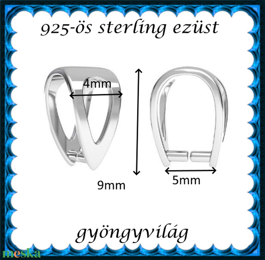 925-ös sterling ezüst ékszerkellék: medáltartó, medálkapocs EMK 118 - kellékek & szerszámok - gyöngyfűzés kellékek - egyéb alkatrész - Meska.hu
