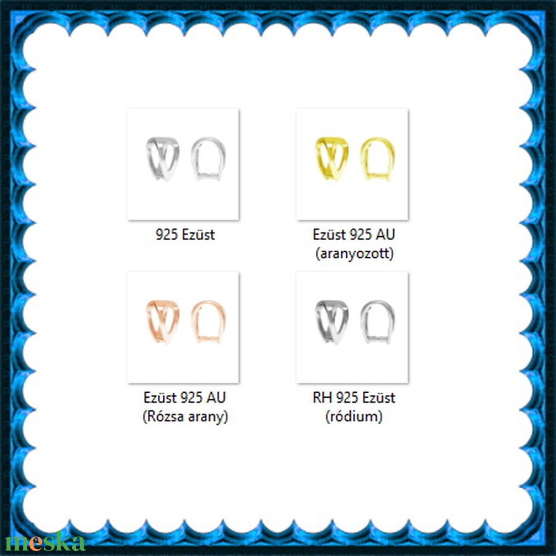 925-ös sterling ezüst ékszerkellék: medáltartó, medálkapocs EMK 118 - kellékek & szerszámok - gyöngyfűzés kellékek - egyéb alkatrész - Meska.hu