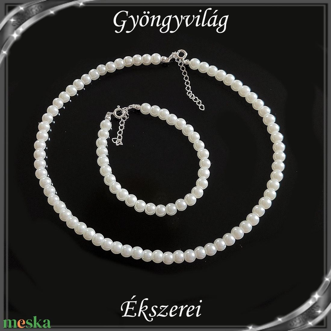 Ékszerek-szettek: Esküvői, menyasszonyi, alkalmi egy soros, SSZ-ÜT001 sterling ezüst kpoccsal. - esküvő - ékszer - nyaklánc - Meska.hu