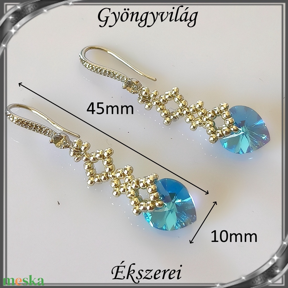 Ékszerek-fülbevalók: Swarovski kristály fülbevaló 10-es szív SF-SW 01 R 18K több szinben  - ékszer - fülbevaló - lógó fülbevaló - Meska.hu