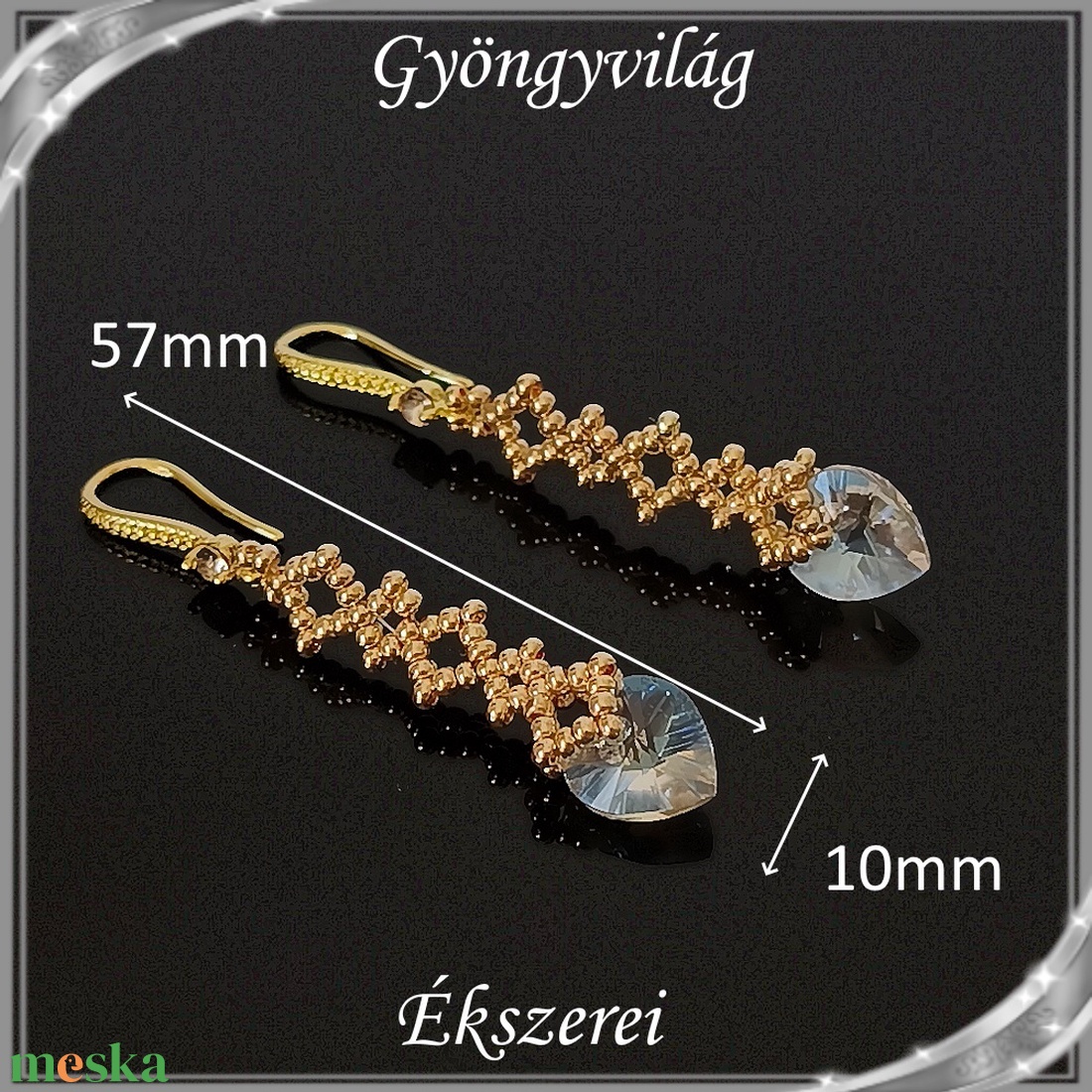 Ékszerek-fülbevalók: Swarovski kristály fülbevaló 10-es szív SF-SW 01-1 18K több szinben - ékszer - fülbevaló - lógó fülbevaló - Meska.hu