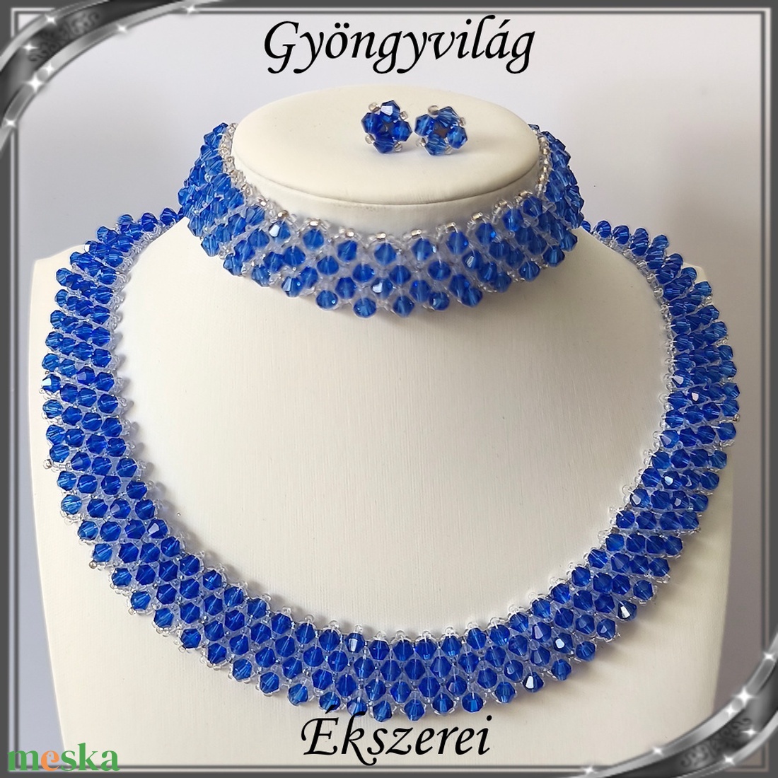 Ékszerek-szettek: Esküvői, menyasszonyi, alkalmi ékszer szett,  SSZ-ÜGY007 01 BI  KÉK - esküvő - ékszer - ékszerszett - Meska.hu