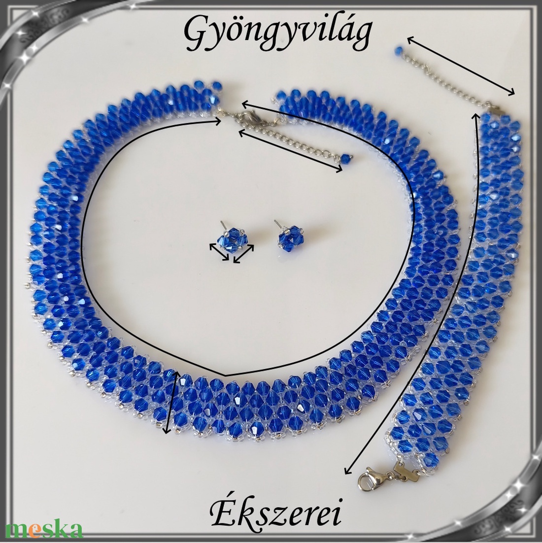 Ékszerek-szettek: Esküvői, menyasszonyi, alkalmi ékszer szett,  SSZ-ÜGY007 01 BI  KÉK - esküvő - ékszer - ékszerszett - Meska.hu