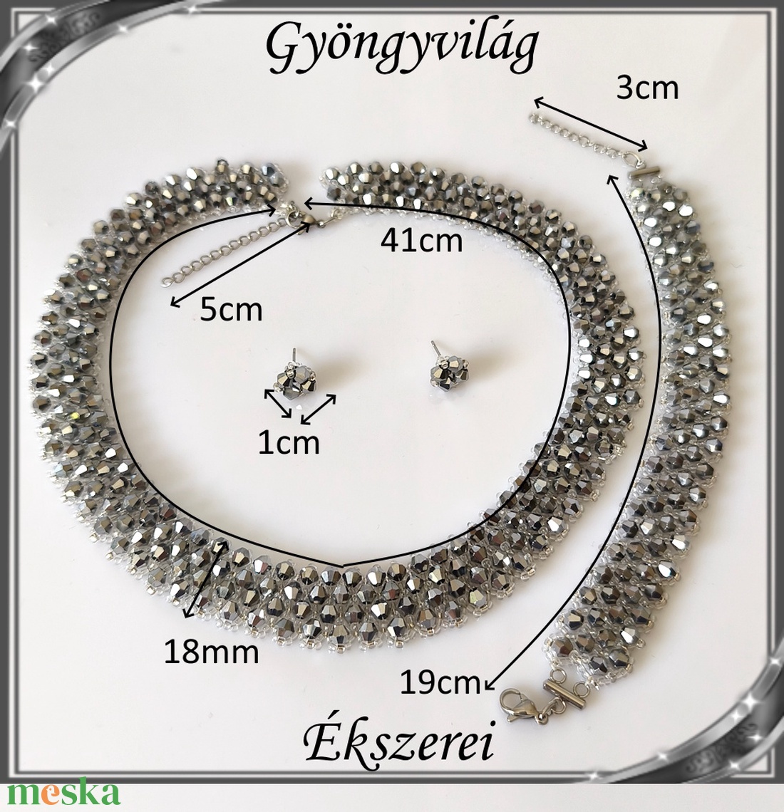 Ékszerek-szettek: Esküvői, menyasszonyi, alkalmi ékszer szett,  SSZ-ÜGY007 01 BI  sötét crom - esküvő - ékszer - ékszerszett - Meska.hu