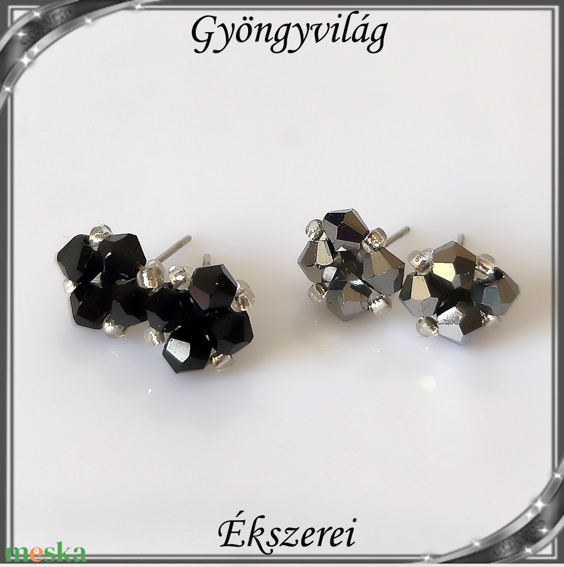 Ékszerek-szettek: Esküvői, menyasszonyi, alkalmi ékszer szett,  SSZ-ÜGY007 01 BI  sötét crom-fekete - esküvő - ékszer - ékszerszett - Meska.hu