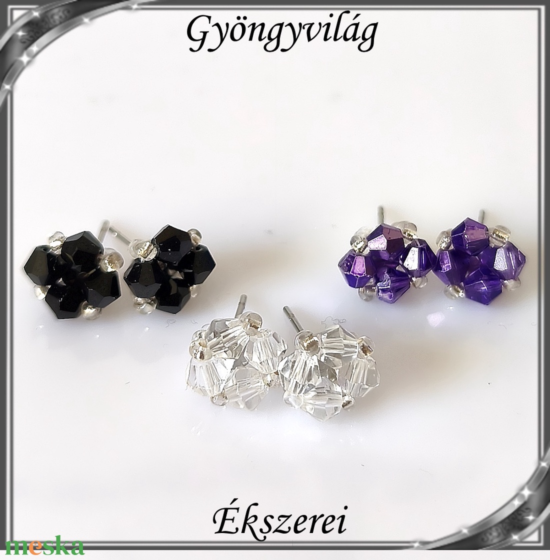 Ékszerek-szettek: Esküvői, menyasszonyi, alkalmi ékszer szett,  SSZ-ÜGY007 01 BI  clear-lila-fekete - esküvő - ékszer - ékszerszett - Meska.hu