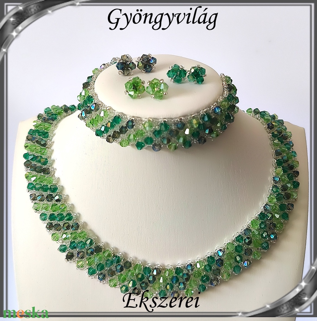 Ékszerek-szettek: Esküvői, menyasszonyi, alkalmi ékszer szett,  SSZ-ÜGY007 01 BI  zöld - esküvő - ékszer - ékszerszett - Meska.hu