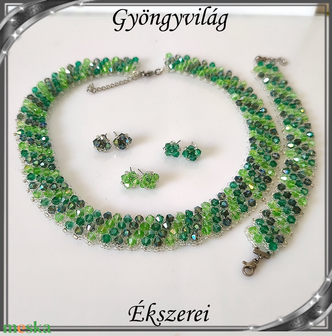 Ékszerek-szettek: Esküvői, menyasszonyi, alkalmi ékszer szett,  SSZ-ÜGY007 01 BI  zöld - esküvő - ékszer - ékszerszett - Meska.hu