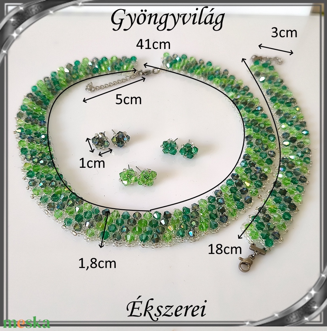 Ékszerek-szettek: Esküvői, menyasszonyi, alkalmi ékszer szett,  SSZ-ÜGY007 01 BI  zöld - esküvő - ékszer - ékszerszett - Meska.hu