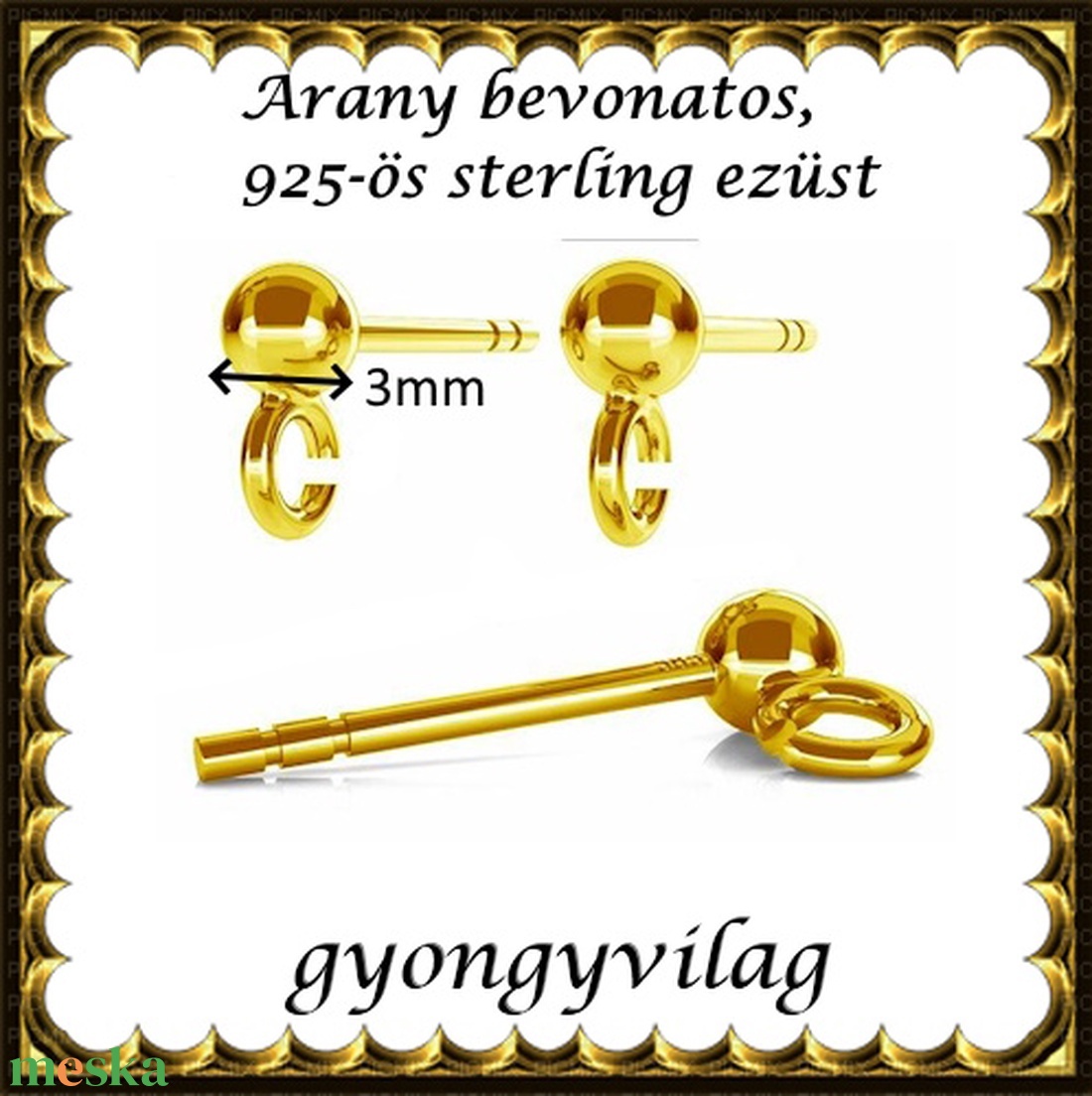 925-ös sterling ezüst ékszerkellék: fülbevaló kapocs, bedugós EFK B 01-1-3g - kellékek & szerszámok - ékszerkellék - fülbevaló kapocs - Meska.hu
