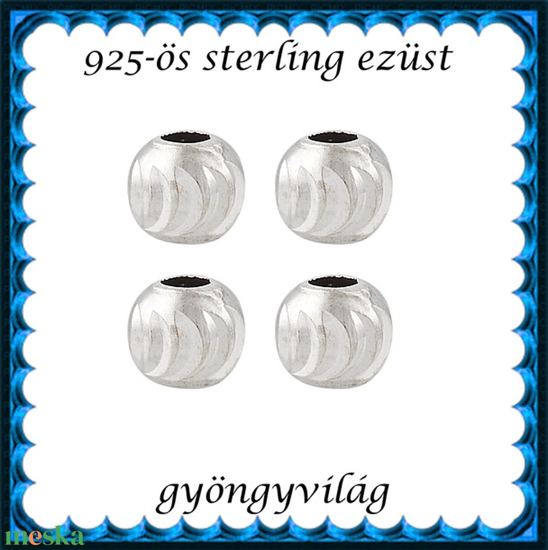 925-ös sterling ezüst ékszerkellék: köztes/gyöngy/díszitőelem  EKÖ 107 2db/csomag - kellékek & szerszámok - gyöngyfűzés kellékek - fém köztesek - Meska.hu
