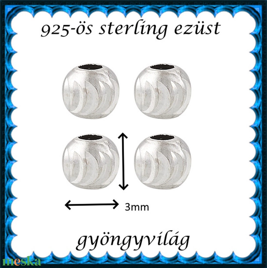 925-ös sterling ezüst ékszerkellék: köztes/gyöngy/díszitőelem  EKÖ 107 2db/csomag - kellékek & szerszámok - gyöngyfűzés kellékek - fém köztesek - Meska.hu